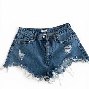 Forever 21 Blue Distressed Jean Shorts